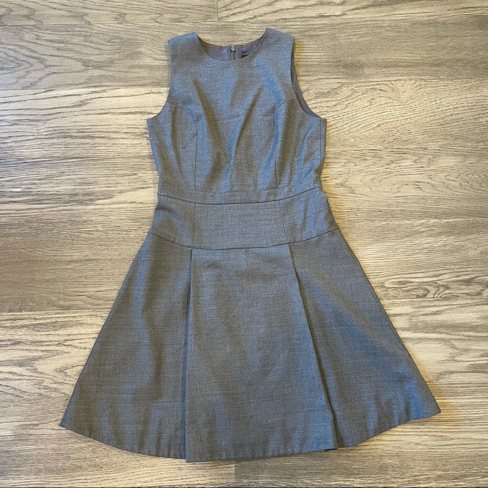 J Crew Wool Blend Lined Fit & Flare Sleeveless Grey Dress Size 4